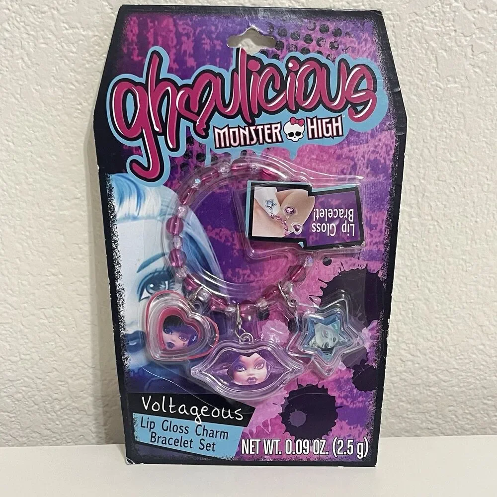 Monster High Ghoulicious Voltageous Lip Gloss Charm Bracelet Set Mattel 2015